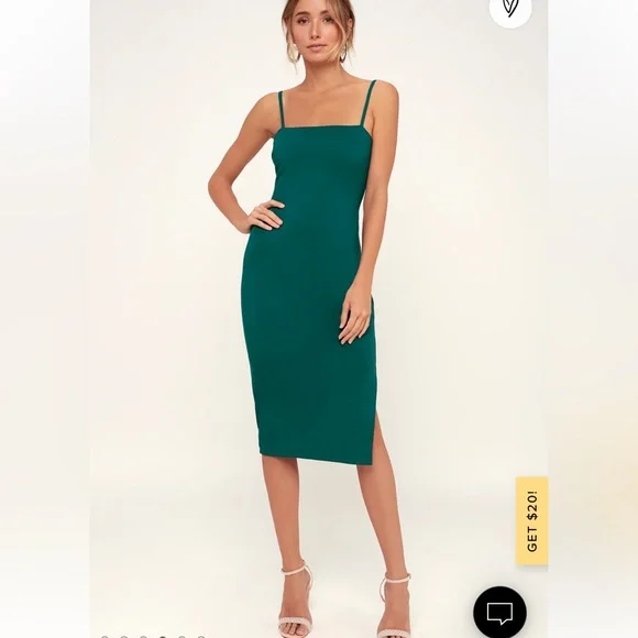 green tight midi dress Sleek And Iconic Satin Bodycon Midi Dress main image 1